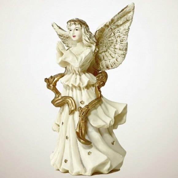 Vintage Praying Angel Figurine with Gold Details & Taper Candle Holder - Picture 7 of 16